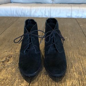 Franco Santo Black Suede Wedge Boots